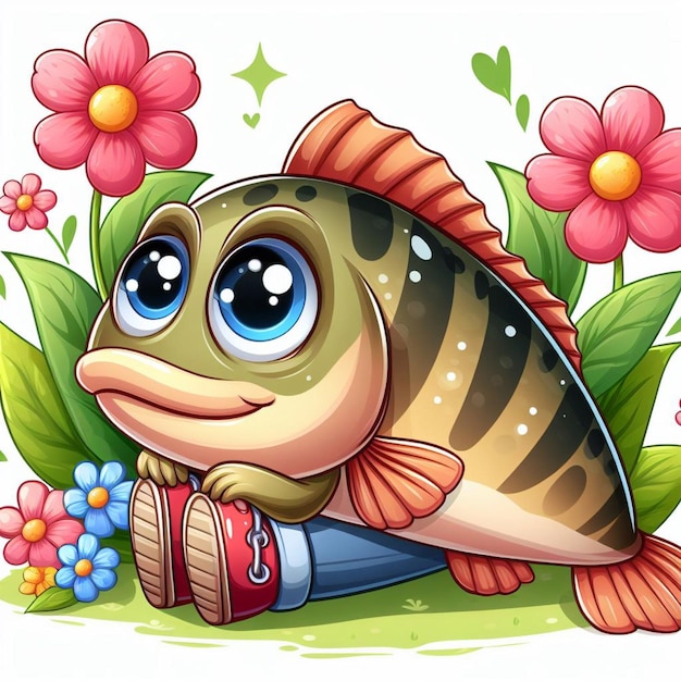 Plik wektorowy ilustracja z kreskówki cute bass fish vector