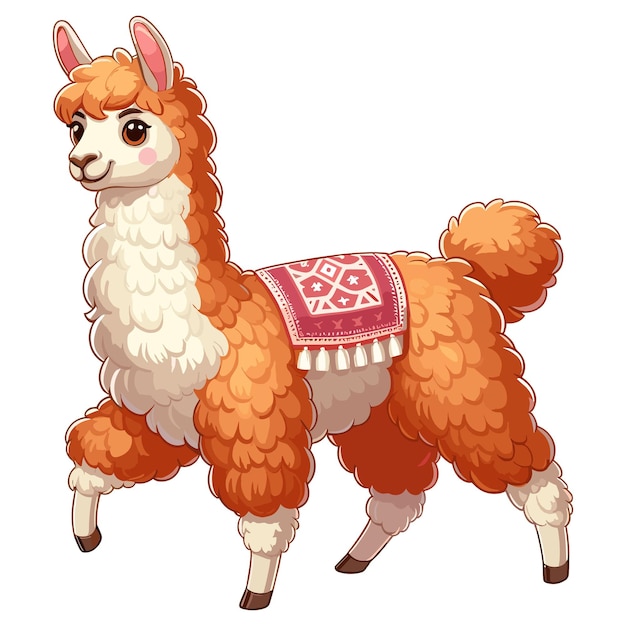 Plik wektorowy ilustracja z kreskówki cute llama vector