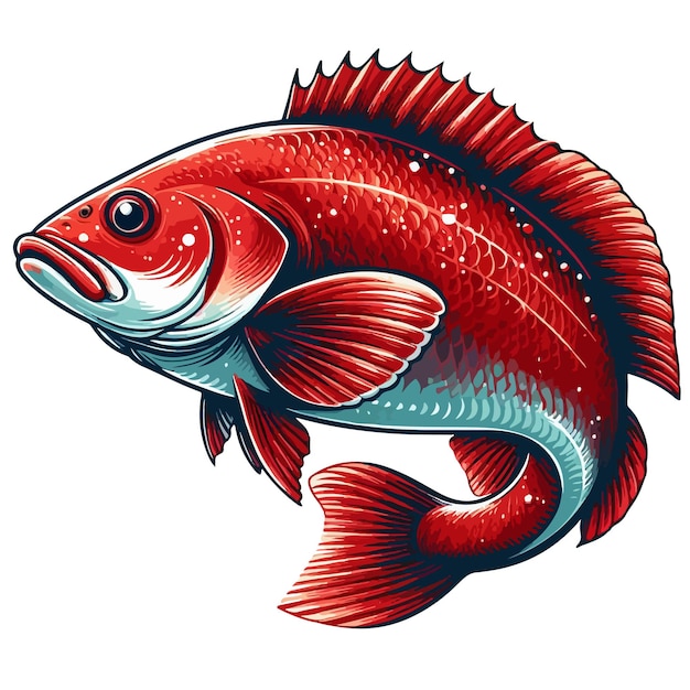 Plik wektorowy ilustracja z kreskówki cute redfish fish vector