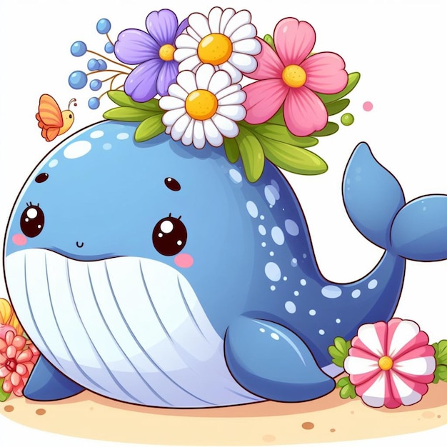 Ilustracja Z Kreskówki Cute Whales Fish Vector