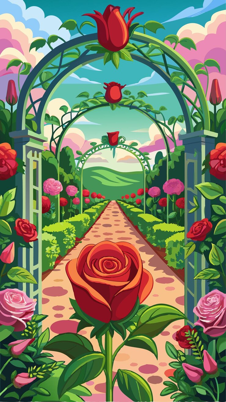 Wektor ilustracja z kreskówki rose garden