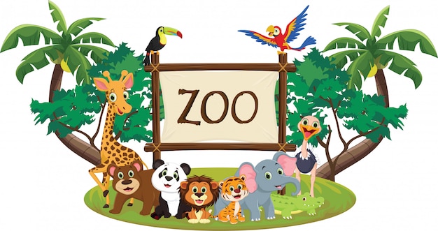 Plik wektorowy ilustracja zabawna kreskówka zoo zwierząt