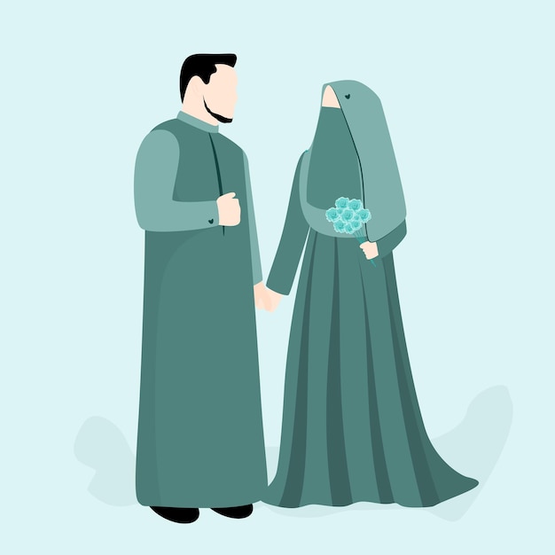 Plik wektorowy ilustracja zamężnej pary muzułmańskiej
