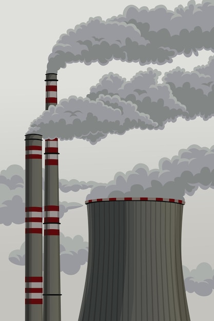 ilustracja zanieczyszczenia powietrza z bardzo gęstym dymem fabrycznym