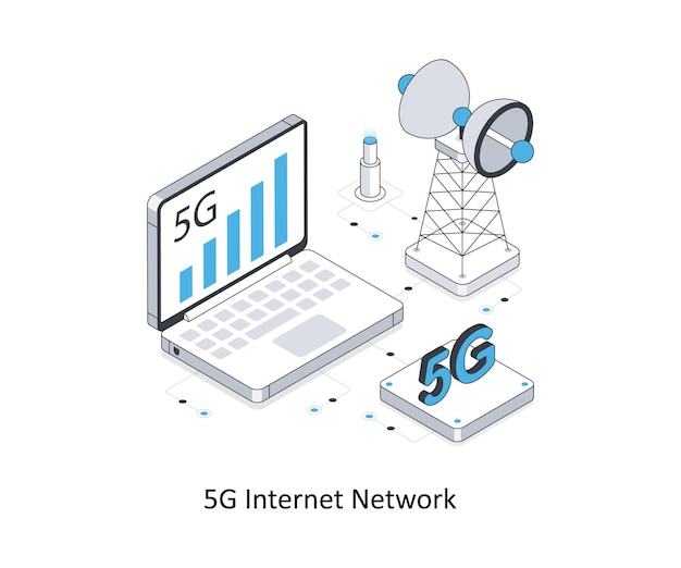 Ilustracja zapasów izometrycznych sieci internetowej 5G (EPS)