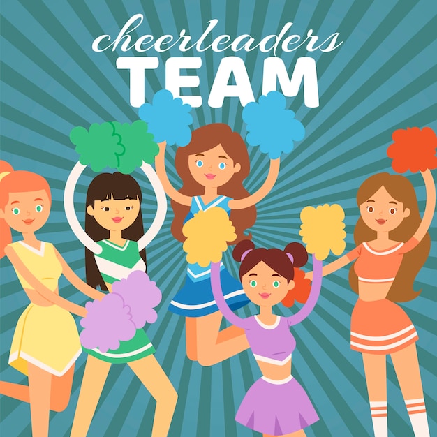 Plik wektorowy ilustracja zespołu cheerleaderek