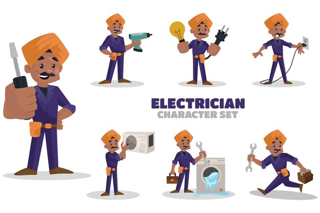 Ilustracja Zestaw Znaków Elektryka