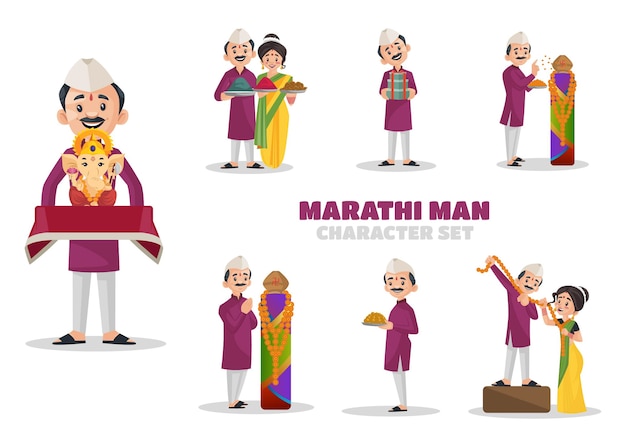 Ilustracja Zestaw Znaków Marathi Man