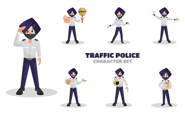 Ilustracja Zestaw Znaków Policji Ruchu