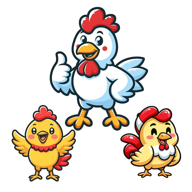 ilustracja zestawu rodziny kurczaków dla maskotki lub ilustracji