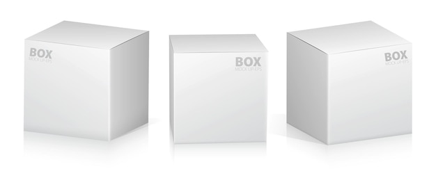 Ilustracja zestawu Super Realistic White Box Mockup Design izolowana