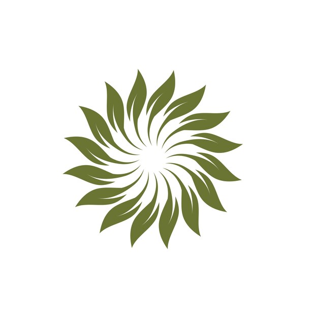 Ilustracja zielonego liścia natury logo płaski szablon projektu