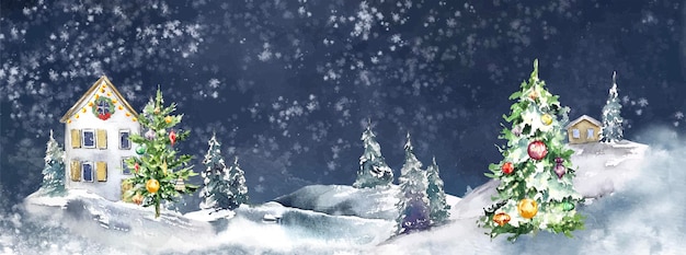 Ilustracja Zimowego Drzewka Bożonarodzeniowego