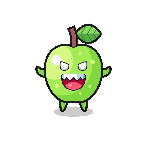 Ilustracja Zła Zielone Jabłko Maskotka Charakter ładny Styl Projektowania Na T Shirt Naklejki Logo Element