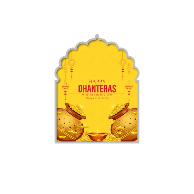 Ilustracja Złotej Monety W Puli Na Obchody Dhanteras-happy Dhanteras. Strona Internetowa, Plakat I Ban