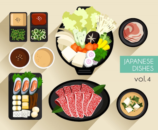Ilustracja żywności: japońskie jedzenie
