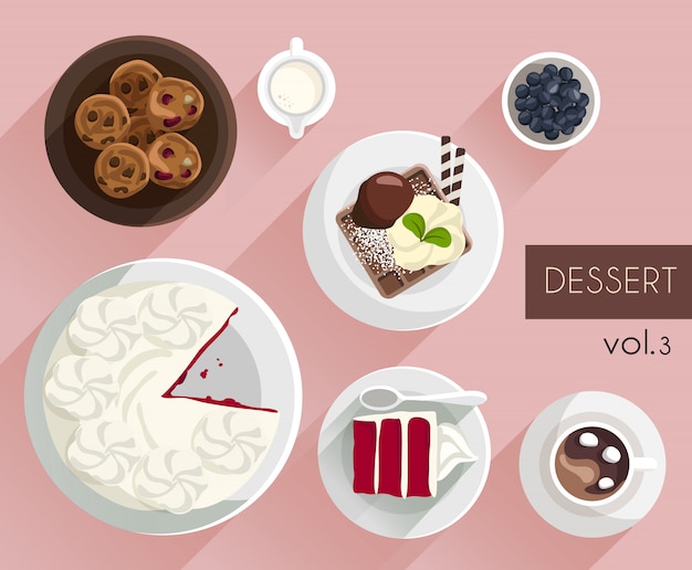Ilustracja żywności: zestaw deser