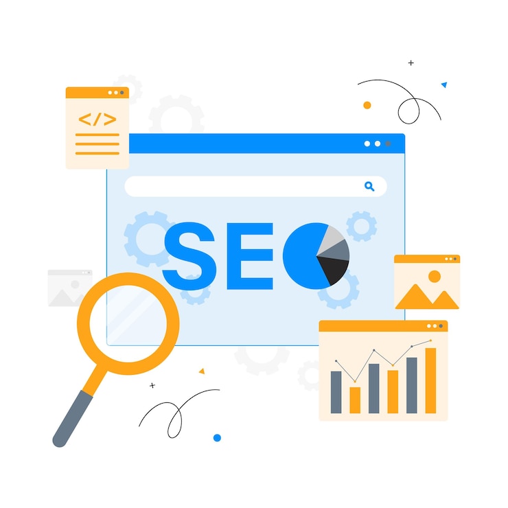Wektor ilustracje analityki seo