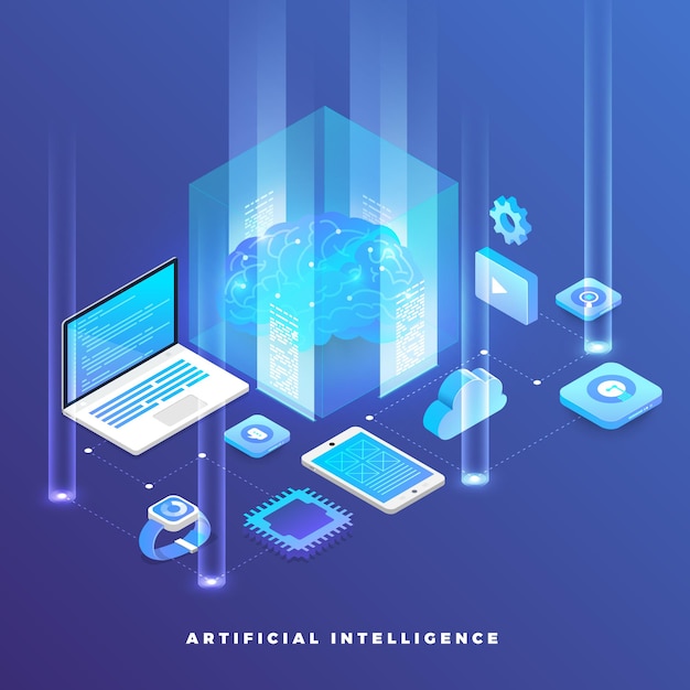 Ilustracje koncepcja sztucznej inteligencji AI
