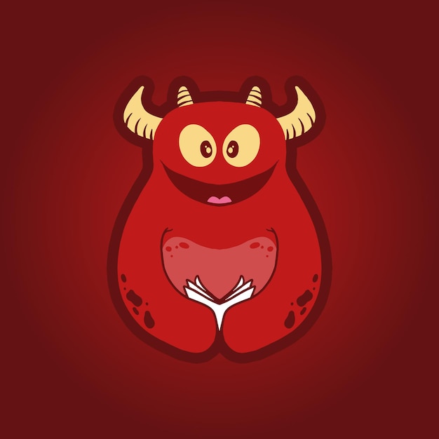Ilustracje Logo Monster Red Reading Book