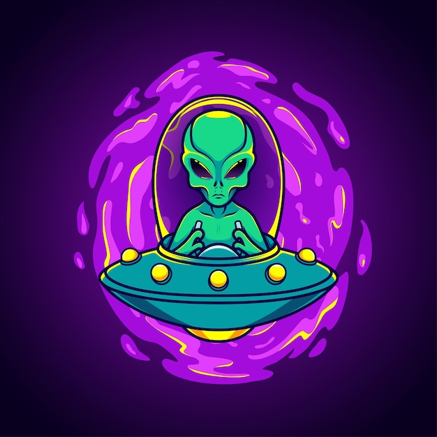 Ilustracje wektorowe obcych i UFO