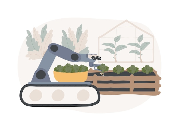 Ilustracje wektorowe z izolowanymi kreskówkami robotów cieplarnianych