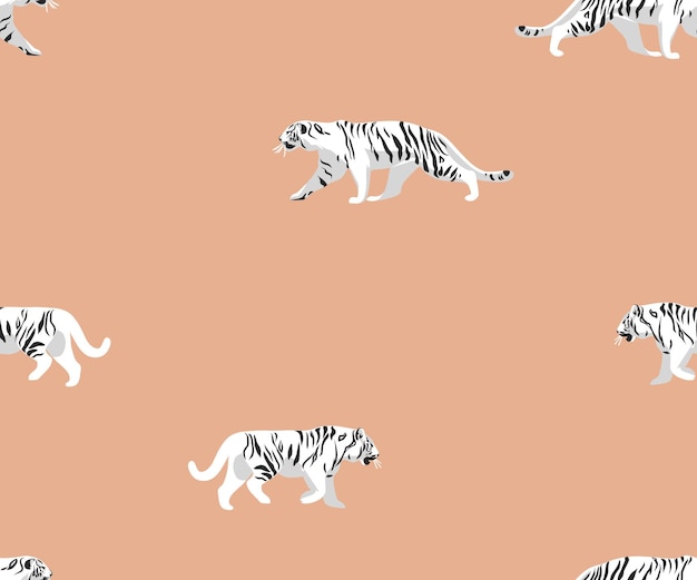 Ilustracje Wektorowesafari Czeski Współczesny Wzór Bez Szwu Z Egzotycznymi Dzikimi Tygrysami