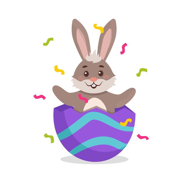 Ilustracji Wektorowych Easter Bunny Wykluły Się Z Malowanego Jajka Zestaw Wielkanocny