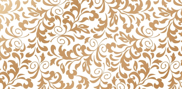 Ilustracji wektorowych Florals ornament złoty kolor Bezproblemowo wzór w stylu barokowym