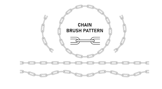 Ilustracji wektorowych łańcuchy Łańcuch ikony części kręgi łańcuchów metalowe ogniwa łańcucha wzór pędzla