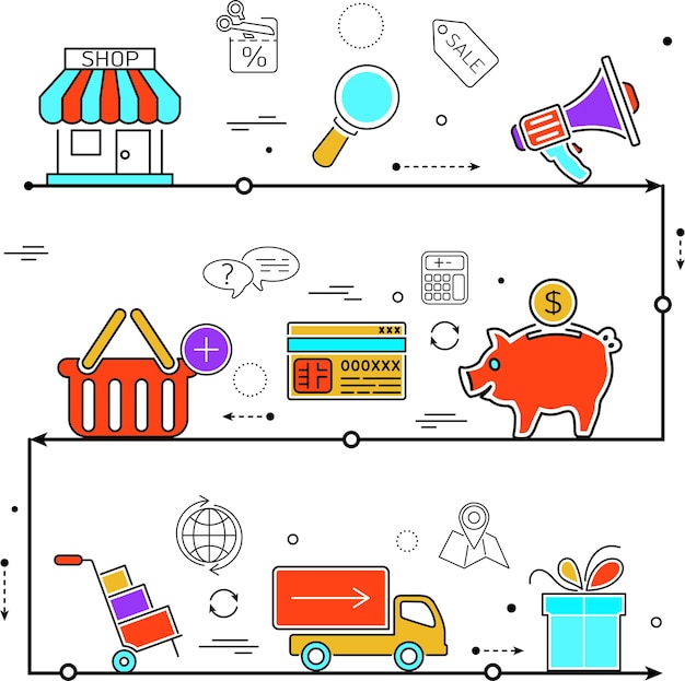 Ilustracji wektorowych na zakupy on-line