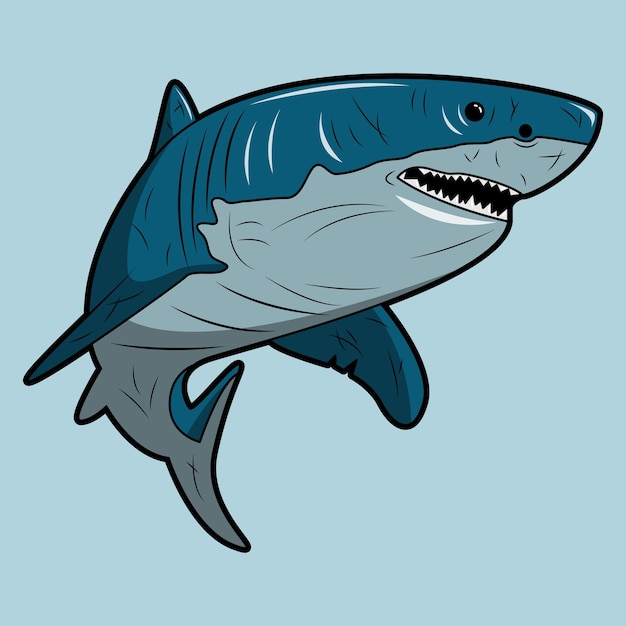 ilustracji wektorowych rekin z wieloma bliznami po bitwie