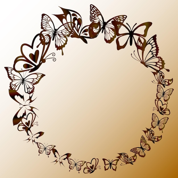 Plik wektorowy ilustracji wektorowych wieniec z brązowych motyli