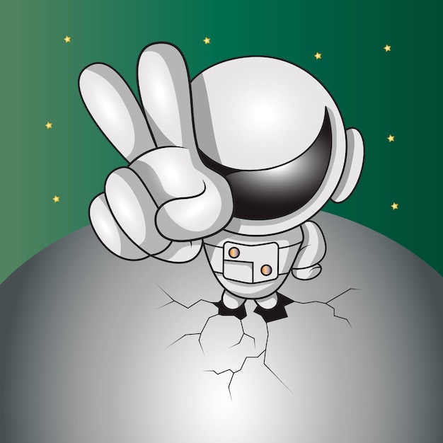 Plik wektorowy ilustracyjna grafika wektorowa astronauty pokazująca dwa palce
