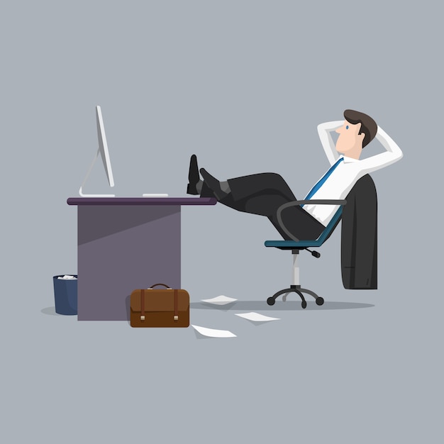Plik wektorowy ilustracyjny biznesmen relaksuje między pracą