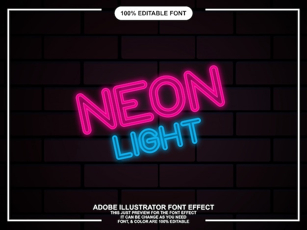 ilustrator neon poświata graficzny styl edytowalny typografia