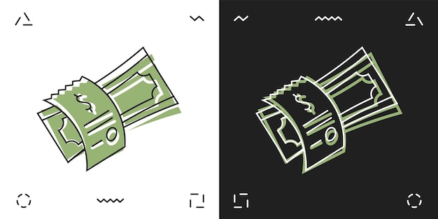 ilustrowana wektorowo ikona pieniądza i faktury z efektem w 2 opcjach