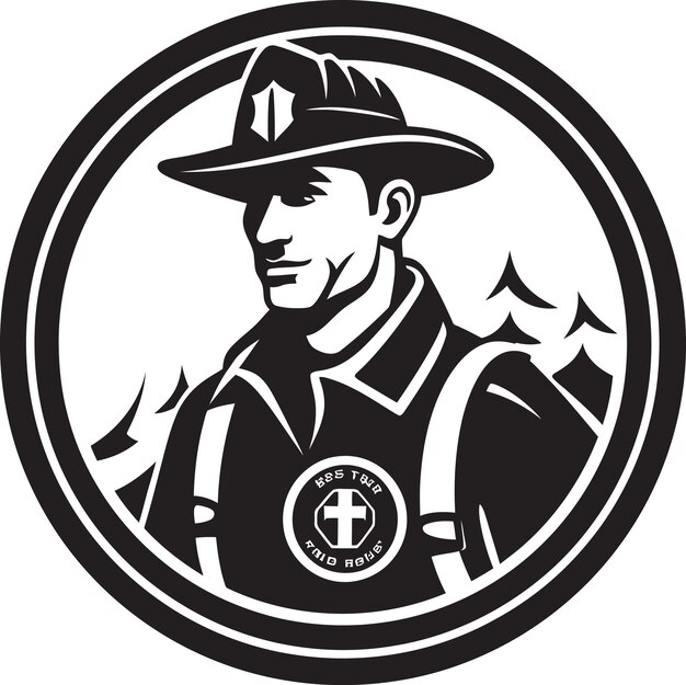 Ilustrowany Emblemat Strażaków W Vectorvector Ilustracja Sprzętu Strażakowego