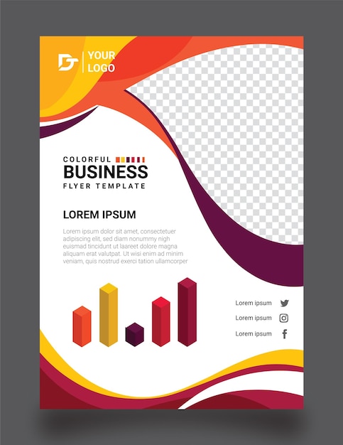 Ilustrowany kolorowy układ z abstrakcją Szablon broszury biznesowej na okładce czasopisma