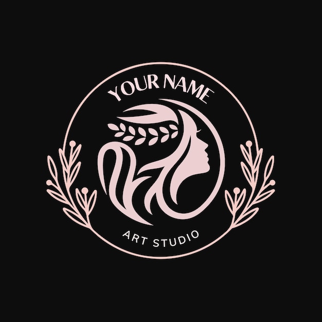 Ilustrowany Projekt Logo Pink Female Art Studio