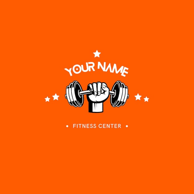 Plik wektorowy ilustrowany szablon logo orange white fitness center