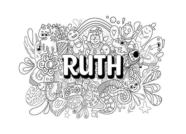 Imię Doodle Ręcznie Rysowane Sztuki Dla Ruth