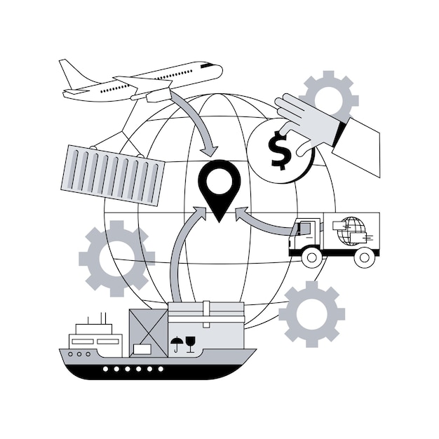 Plik wektorowy import towarów i usług ilustracja abstrakcyjna koncepcja wektorowa
