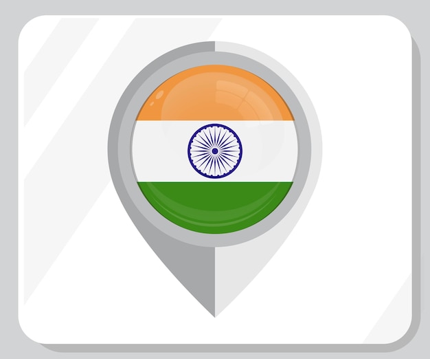 India Glossy Pin Lokalizacja Flaga Icon