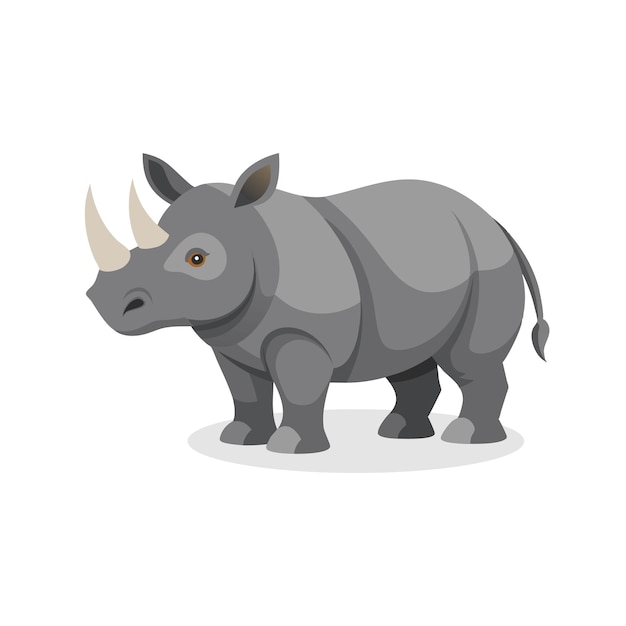 Indian Rhinoceros zwierzę izolowane płaskie ilustracja wektorowa na białym tle