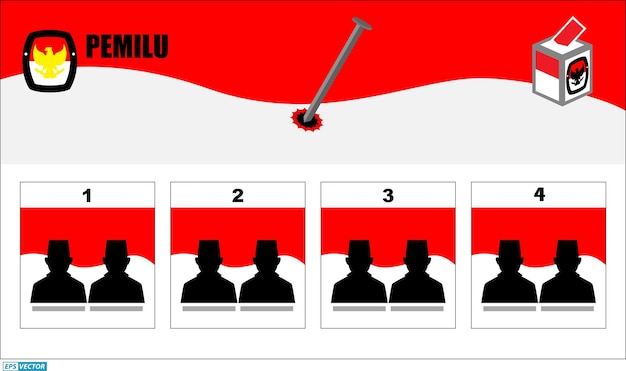 Plik wektorowy indonezja dzień wyborów koncepcja tłumaczenie tekstu kpu pilpres serentak pemilu wybory 3d ren