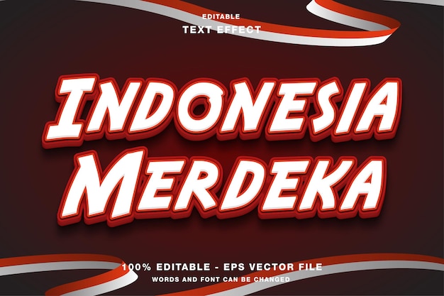 Indonezja Merdeka Independence Styl 3d Edytowalny Efekt Tekstowy