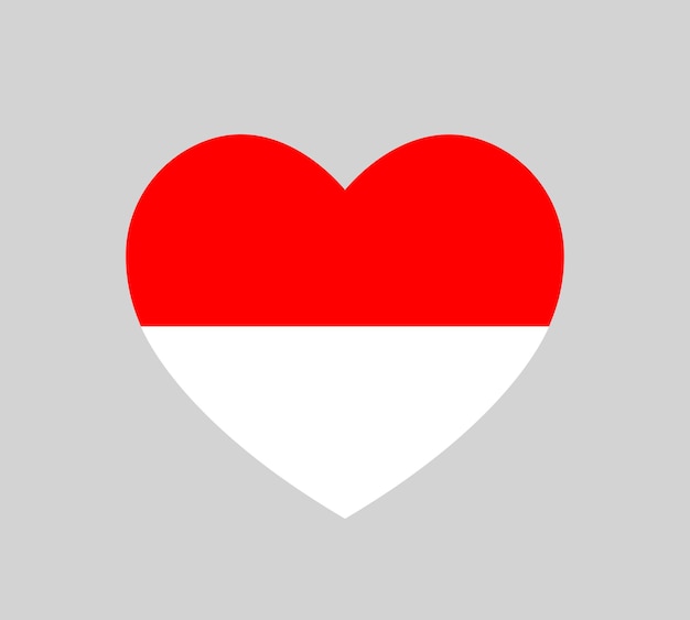 Indonezja Serce Flaga Indonezyjska Miłość Kształt Kraj Naród Flaga Narodowa Republika Indonezji Banner Ikona Znak Symbol Ilustracja wektorowa