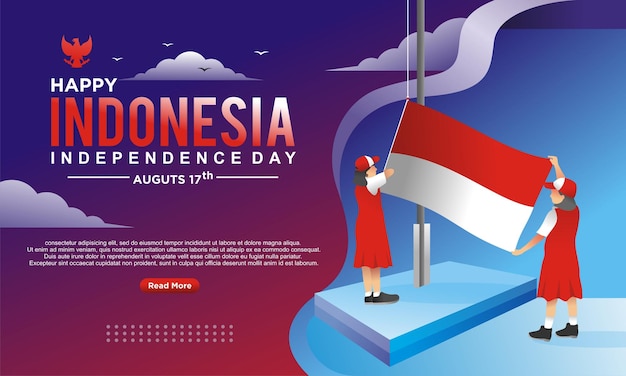 Indonezyjska Ilustracja Dzień Niepodległości Premium Design Vector