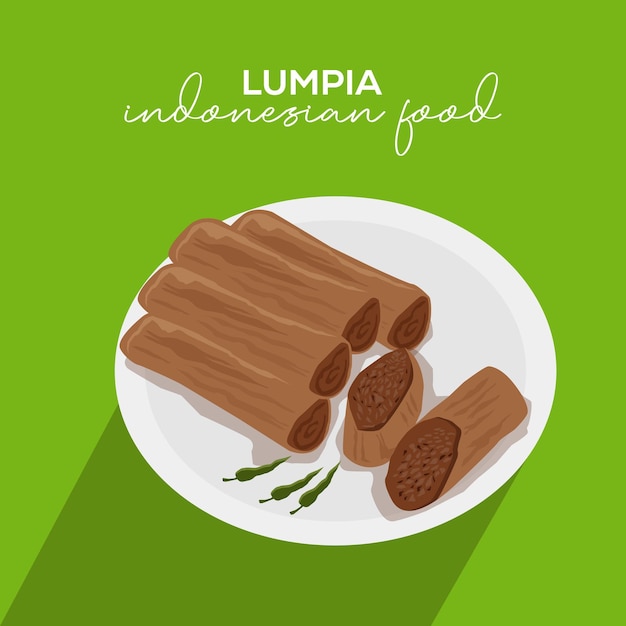 Indonezyjska Ilustracja Lumpia W Płaski